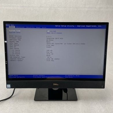 Dell Inspiron 3277 AIO 21.5" i3-7130U 2.70 GHz 8 GB RAM No HDD No OS