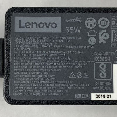 Lenovo ADLX65NLC3A 65W 20V 3.25A Square Yellow Tip AC Adapter (Lot of 3)