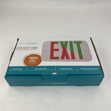 LED Exit Sign Simply Conserve Red and Green Color Option Energy Saver - Lot of 4