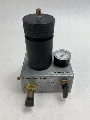 Pressure Compensated Flow Control Valve Vent With Container Vial