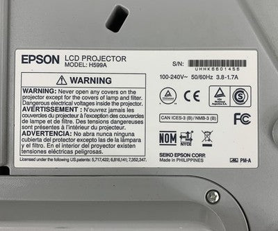 Epson BrightLink 595Wi H599A LCD Lamp Projector 876 Lamp Hours - No Remote