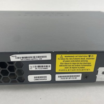 Cisco Catalyst WS-C2960X-48FPD-L V08 48-Port Gigabit Managed PoE+ - Tested
