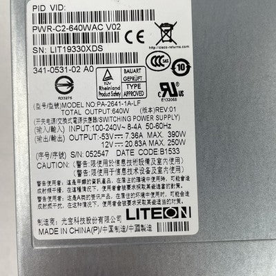 Delta PWR-C2-640WAC V02 Cisco 640W Power Supply Untested