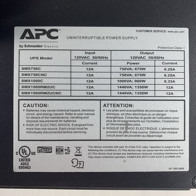 APC SMX1500RM2UC SmartUPS LCD UPS 1500va 120v Tested No Batteries No Faceplate