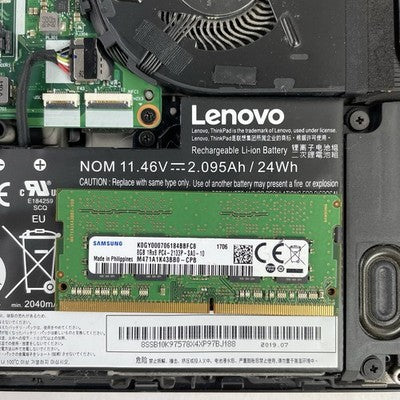 Lenovo ThinkPad T480 14" i5-8350U 1.7GHz 8GB RAM No SSD No OS Bad Vent Bad Clips