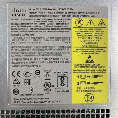 Cisco UCS C220 M4 Server 1x Xeon E5-2609V3 1.9 GHz 32 GB RAM 1x PSU No OS No HDD