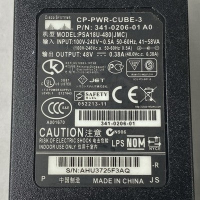 Cisco CP-PWR-CUBE-3 PSC18U-480 48V 0.38A Switching Power Supply (Lot of 5)