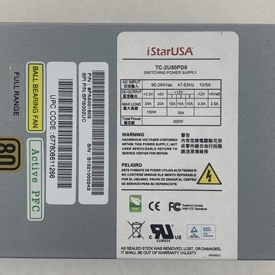 iStarUSA 9PA5001603 Switching Power Supply TC-2U50PD8 80 PLUS Bronze Tested