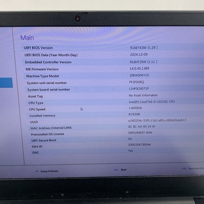 Lenovo ThinkPad E14 14" Gen 1 Laptop i5-10210U 1.6 GHz 8 GB RAM No OS/SSD/AC
