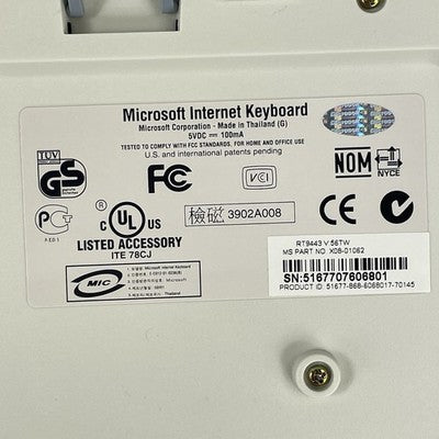 Microsoft RT9443 Internet Keyboard White Untested
