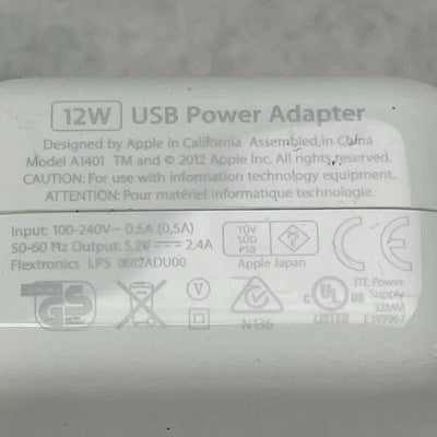 Apple A1401 12W Single USB Wall Charger Power Adapter Lot of 5