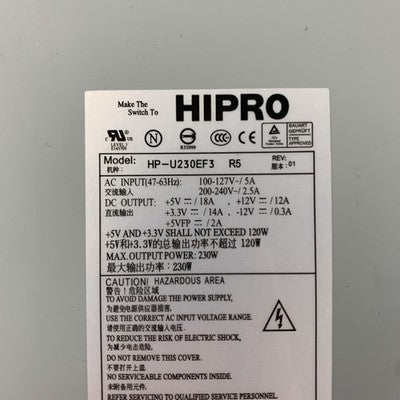 Dell Hipro HP-U230EF3 230W Power Supply 12-87383-05 A01 Tested