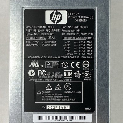 HP PS-5501-1C 264166-001 500W Power Supply