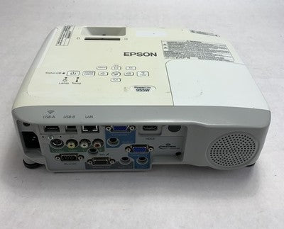 Epson H582A PowerLite 955W Projector 1678 Lamp Hours No Remote - Yellow Display
