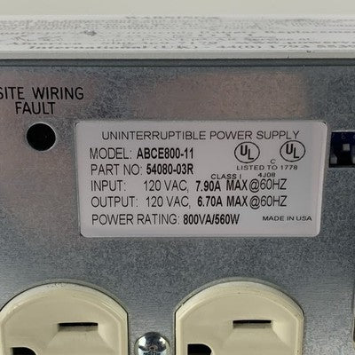 Powervar ABCE800-11 Security One UPM Battery Backup 800VA Tested No Batts