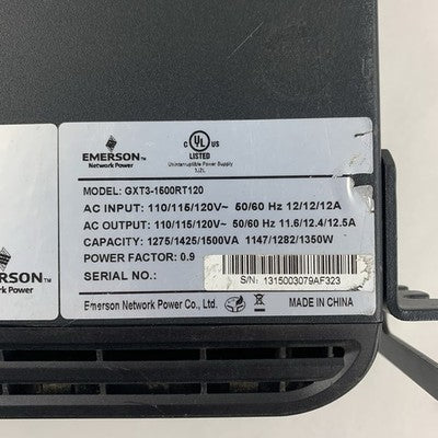 Liebert Emerson GXT3-1500RT120 UPS System Tested No Batteries No Caddy