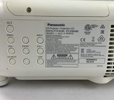 Panasonic PT-EW540 LCD Projector No Cords No Remote