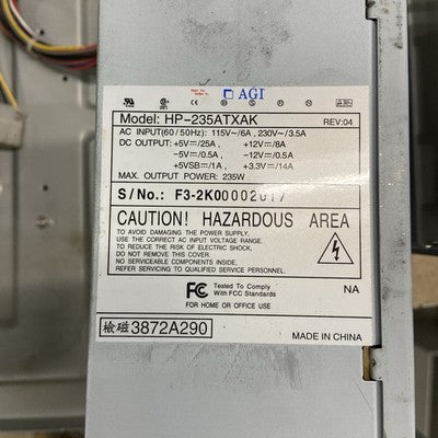 Unbranded Mid Desktop Computer Case AGI HP-235ATXAK 235W Power Supply
