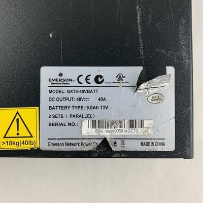 Emerson Liebert GXT4-48VBATT Battery Cabinet AC Power System No Batteries