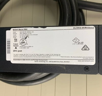 Server Technology CL39CS-DCBA2S222 Sentry Smart Cabinet Power Distribution Unit