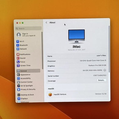 Apple A1419 iMac 2017 Retina 5K 27" 3.8GHz i5 64GB RAM 2TB HDD Fusion os13.7.8