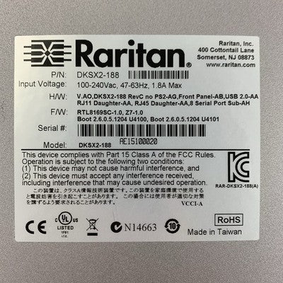 Raritan Dominion DKSX2-188 KSX2-188 KVM Remote Management Switch Tested Reset
