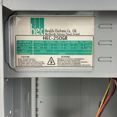 Vintage Unbranded Mid Tower Computer Case HEC HEC-250GR 250W ATX PSU
