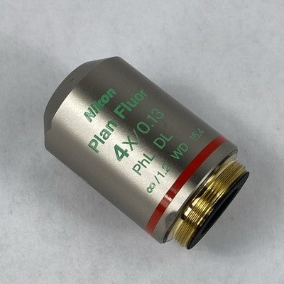 Nikon Plan Fluor 4x/0.13 PhL DL ∞/1.2 WD 16.4 Microscope Objective Lens