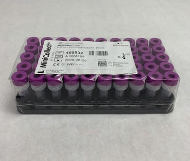 MiniCollect 450532 0.25ml / 0.5ml K2E K2EDTA 50pcs Tubes - Empty