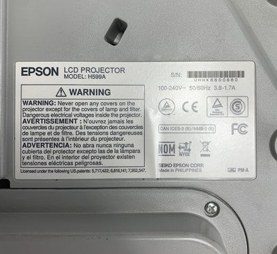 Epson BrightLink 595Wi H599A LCD Lamp Projector 2926 Lamp Hours - No Remote