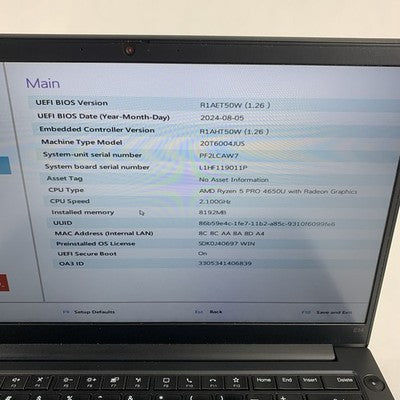 Lenovo ThinkPad E14 Gen 2 14" Ryzen 5 PRO 4650U 2.1 GHz 8 GB Ram No OS/HDD/AC