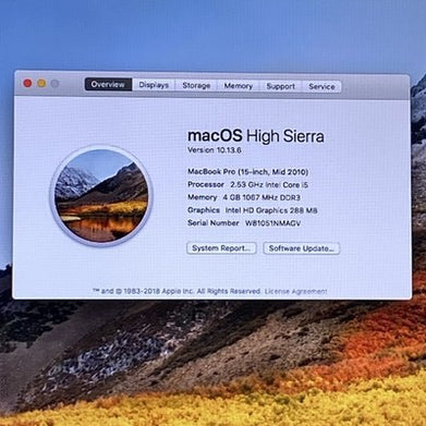 Apple MacBook Pro A1286 2010 15" 2.53GHz i5 4GB RAM 1TB HDD os10.13.6 921 Cycles