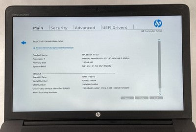 HP ZBook 17 G3 Intel Xeon E3 1535M V5 2.9GHz 16GB RAM 17.3" No Battery No HDD/OS