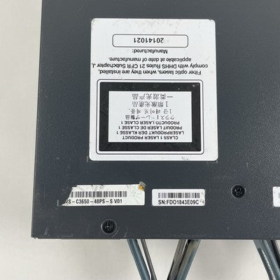 Cisco WS-C3650-48PS-S V01 Catalyst 3650 48-Port PoE+ 4x1G  Tested & Reset 2X PSU