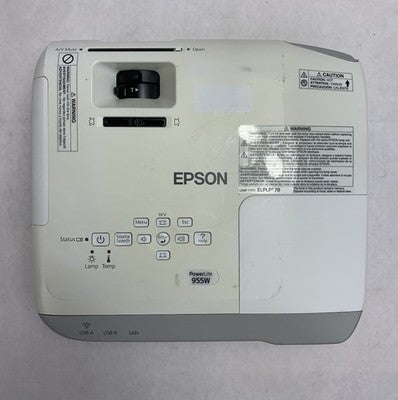Epson H582A PowerLite 955W Projector 1678 Lamp Hours No Remote - Yellow Display