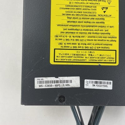Cisco WS-C3650-48PS V05 48-Port PoE+ Switch 1x PSU Tested Reset
