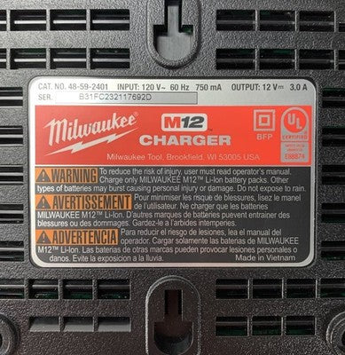 Milwaukee 48-59-2401 M12 Battery Charger