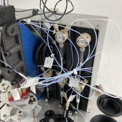 RS PRO 254850 Manual Toggle Press w/ 9 Tricontinent C3000 10010 Syringe Pumps
