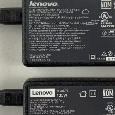 Lenovo ADL135NLC2A 20V 6.75A 135W AC Adapter Square Slim Tip Charger Lot of 2x