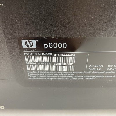 HP Pavilion P6631P MT AMD Athlon 2 x4 635 2.9GHz 2x2GB RAM No HDD No OS