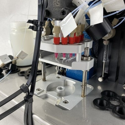 RS PRO 254850 Manual Toggle Press w/ 9 Tricontinent C3000 10010 Syringe Pumps