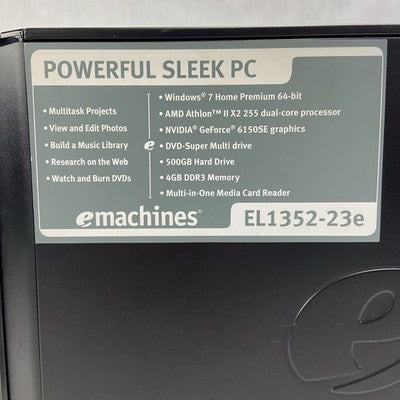eMachinces EL1352 SFF AMD Athlon 2 x2 255 3.1GHz 4GB RAM No HDD No OS