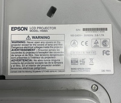 Epson BrightLink 595Wi H599A LCD Lamp Projector 878 Lamp Hours - No Remote