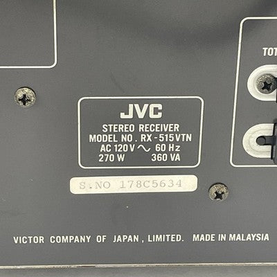 JVC RX-515VTN Dolby Pro Logic AV Receiver For Parts Or Repair