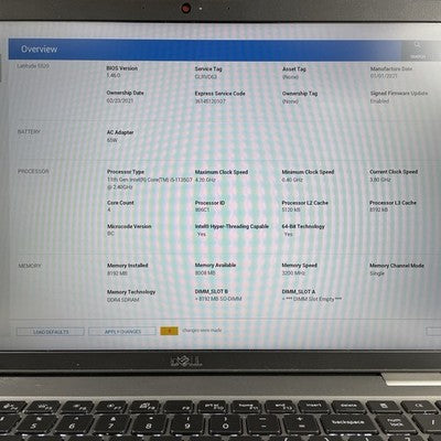 Dell Latitude 5520 15.6" i5-1135G7 2.40 GHz 8 GB RAM No SSD/OS/AC/Batt