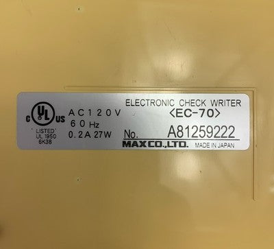 Max EC-70 Electronic Checkwriter