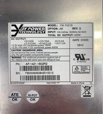 3Y Power Technology YM-7421D Rev: B 420W Server Power Supply