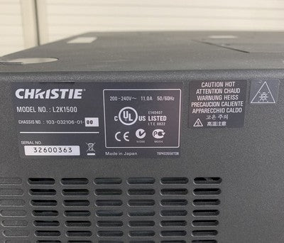 Christie L2K1500 Large Venue Projector 3970 Lamp Hours - No Lens No Remote