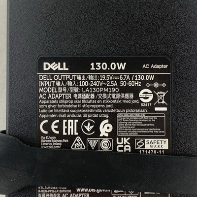 Dell 130W LA130PM190 19.5V 6.7A 130W AC Adapter Charger Large Barrel Lot of 5x