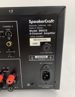 SpeakerCraft BB835 8-Channel Amplifier - Tested